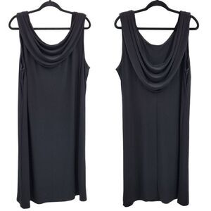 90s Lane Bryant Cocktail Dress 22/24 3X Black Slinky Cowl Neck Plunging Back USA